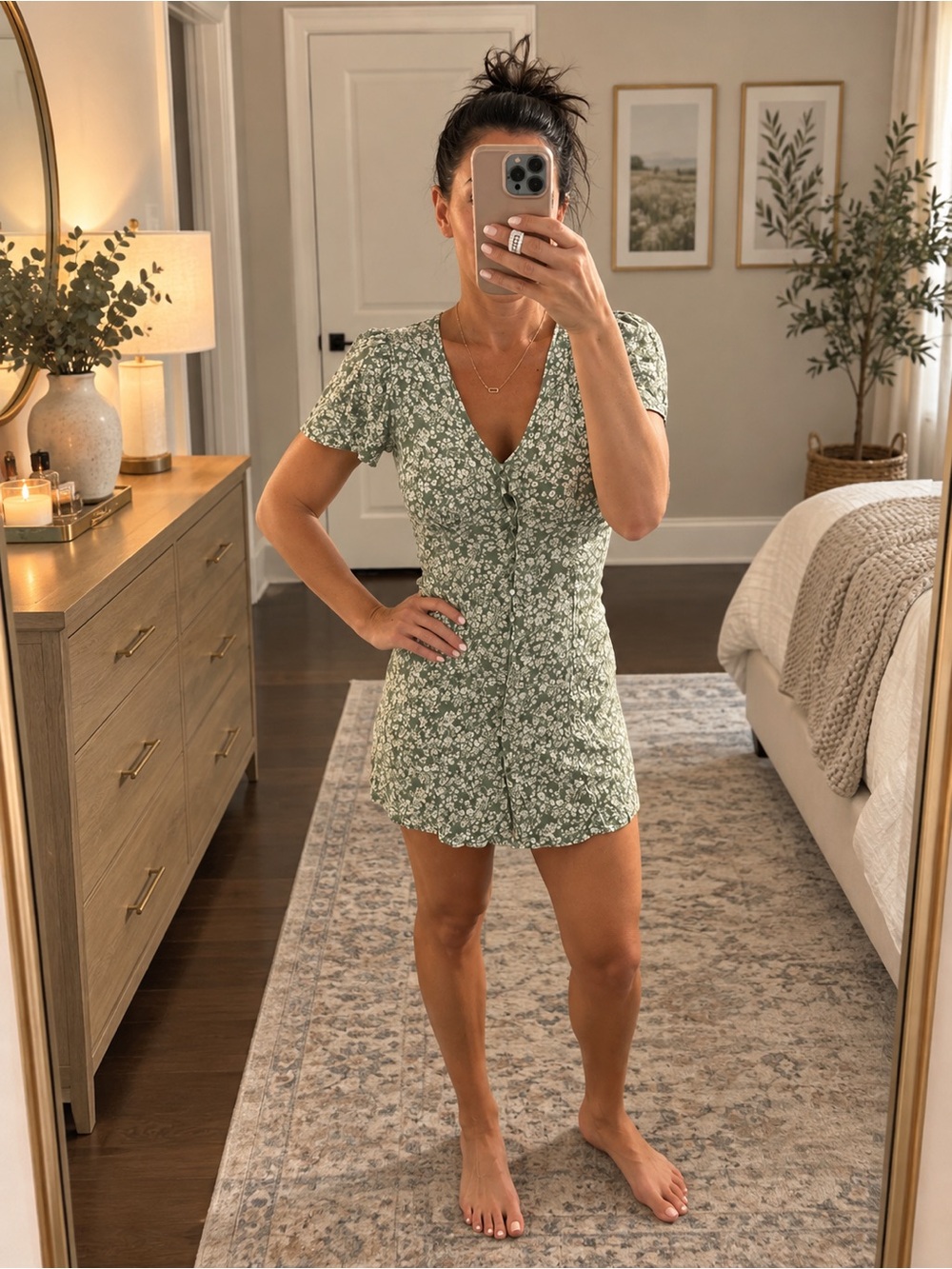 Workshop Republic Clothing Green Floral Mini Dress